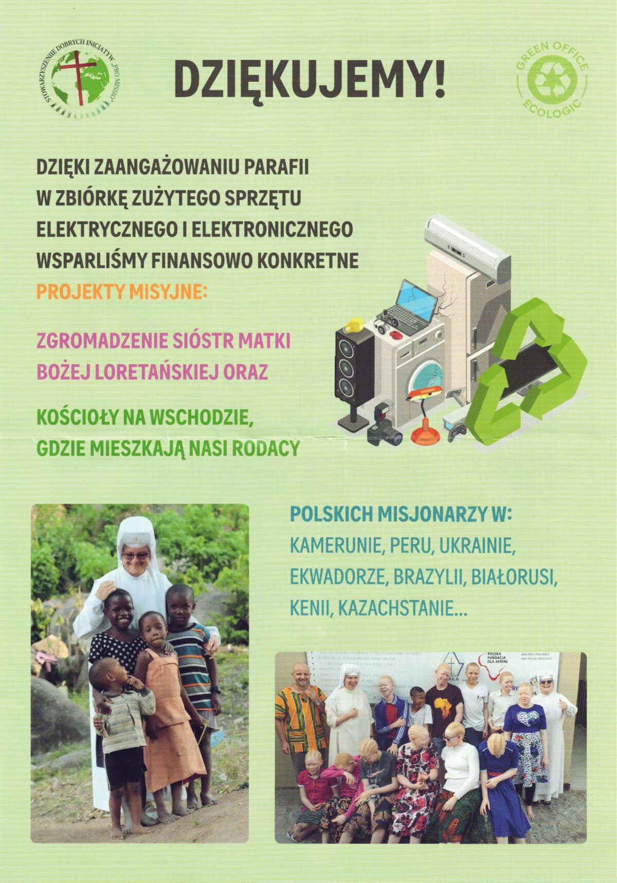Podziękowanie za zbiórkę elektrośmieci
